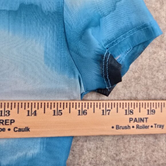 Forever 21 Womens Blue Tie-Dye Short Sleeve Cropped Mesh Tee Shirt Size Medium - Picture 6 of 6